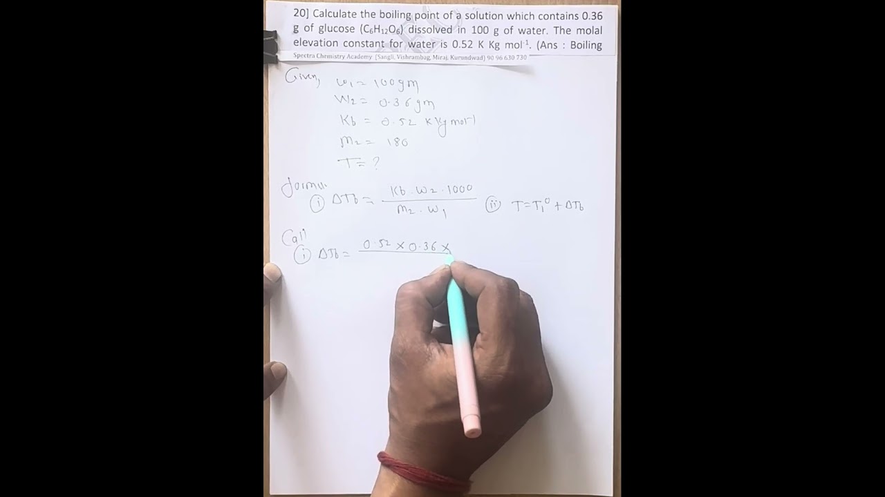 Solution Problem-20 (Elevation of Boiling Point )