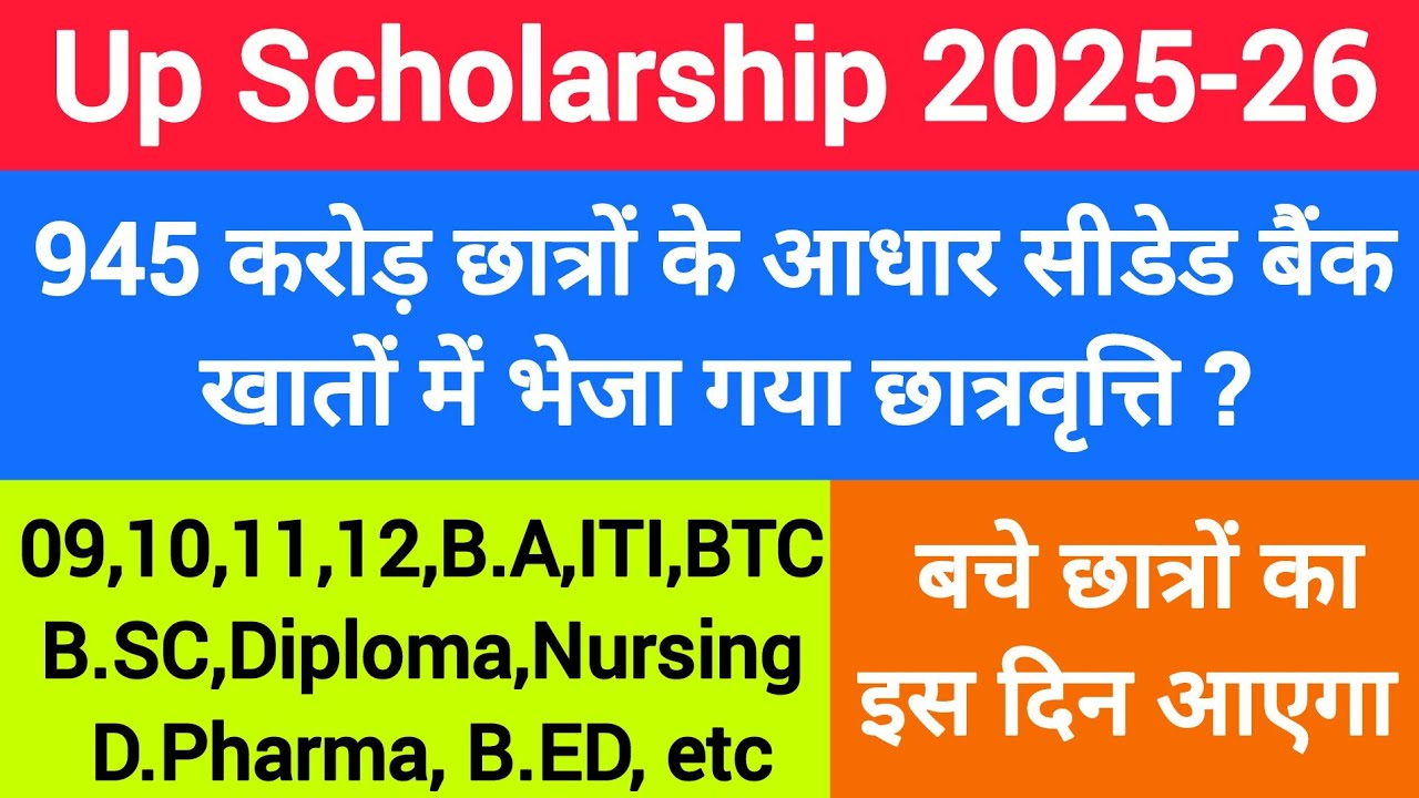 🔥यूपी Scholarship बाक़ी छात्रों का इस दिन आएगा।