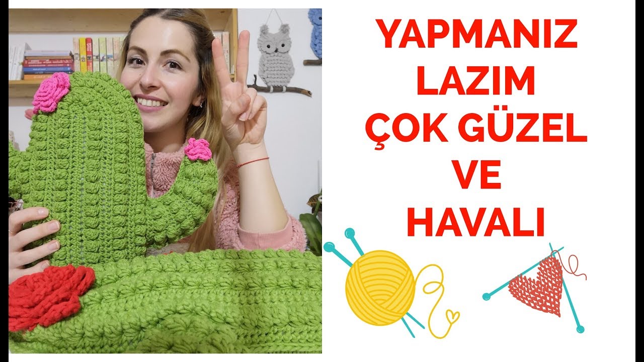 EVİNİZİN HAVASINI DEĞİŞTİRECEK | KAKTÜS KIRLENT YAPIMI | HOW TO MAKE CROCHET CACTUS PİLLOW 🌵🌵🌵🌵