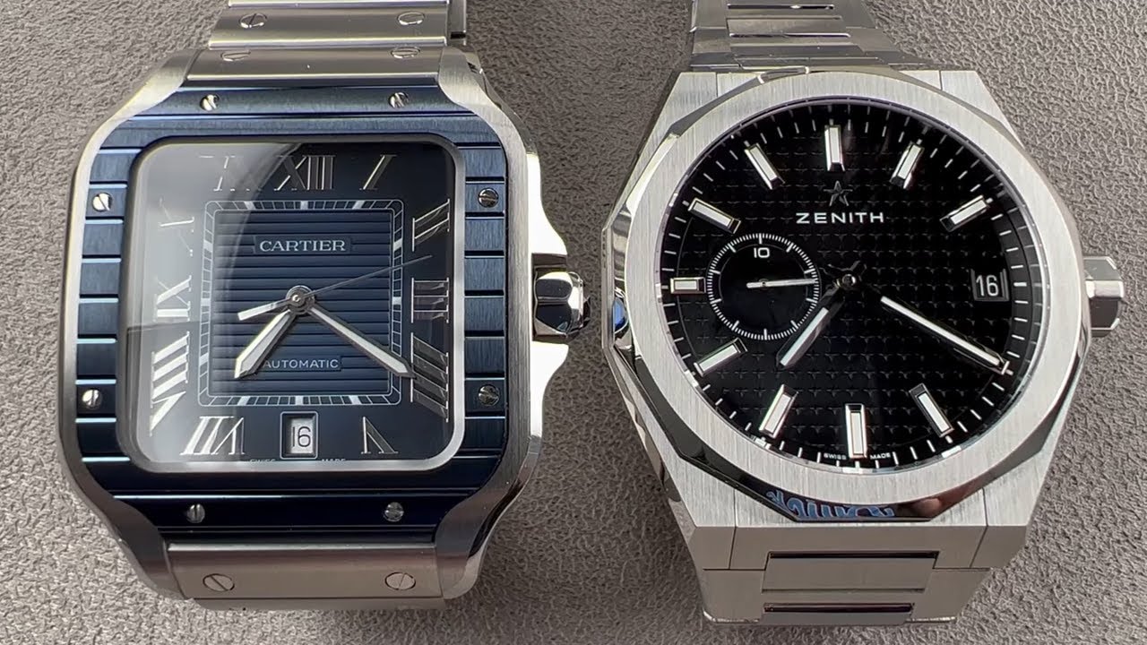 2022 Cartier Santos Blue vs Zenith Defy Skyline Head to Head Luxury Watch Comparison