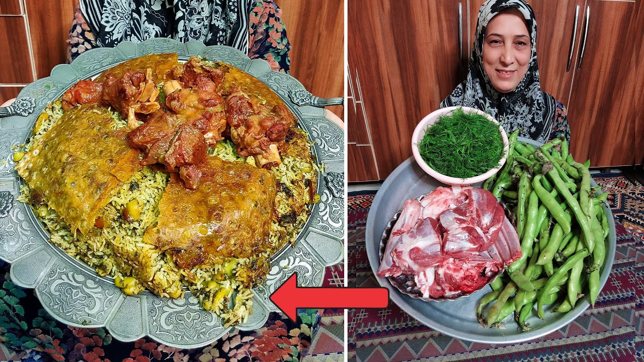 Baghali Polo Ba Mahiche (Persian Dill Rice) - Bean pilaf with muscle