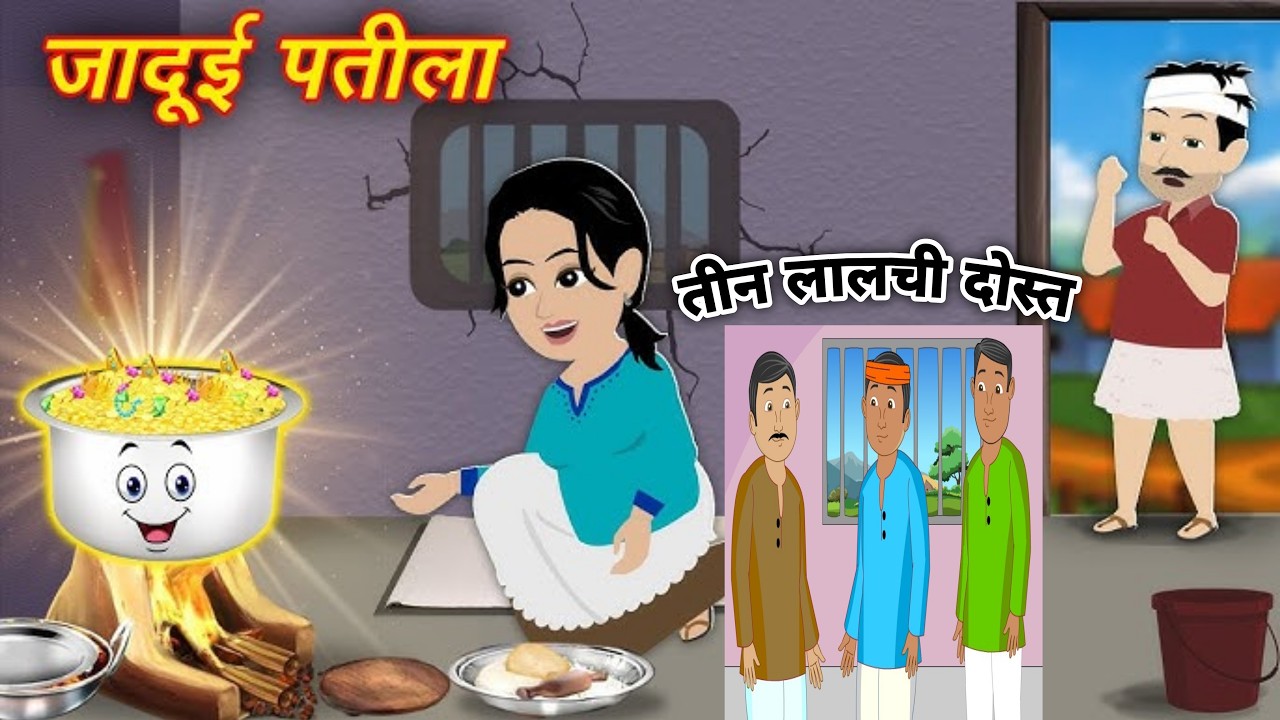 जादुई पतीला और तीन लालची दोस्त | जादुई पतीला की सच्चाई | jadui patila | hindi kahani story | cartoon