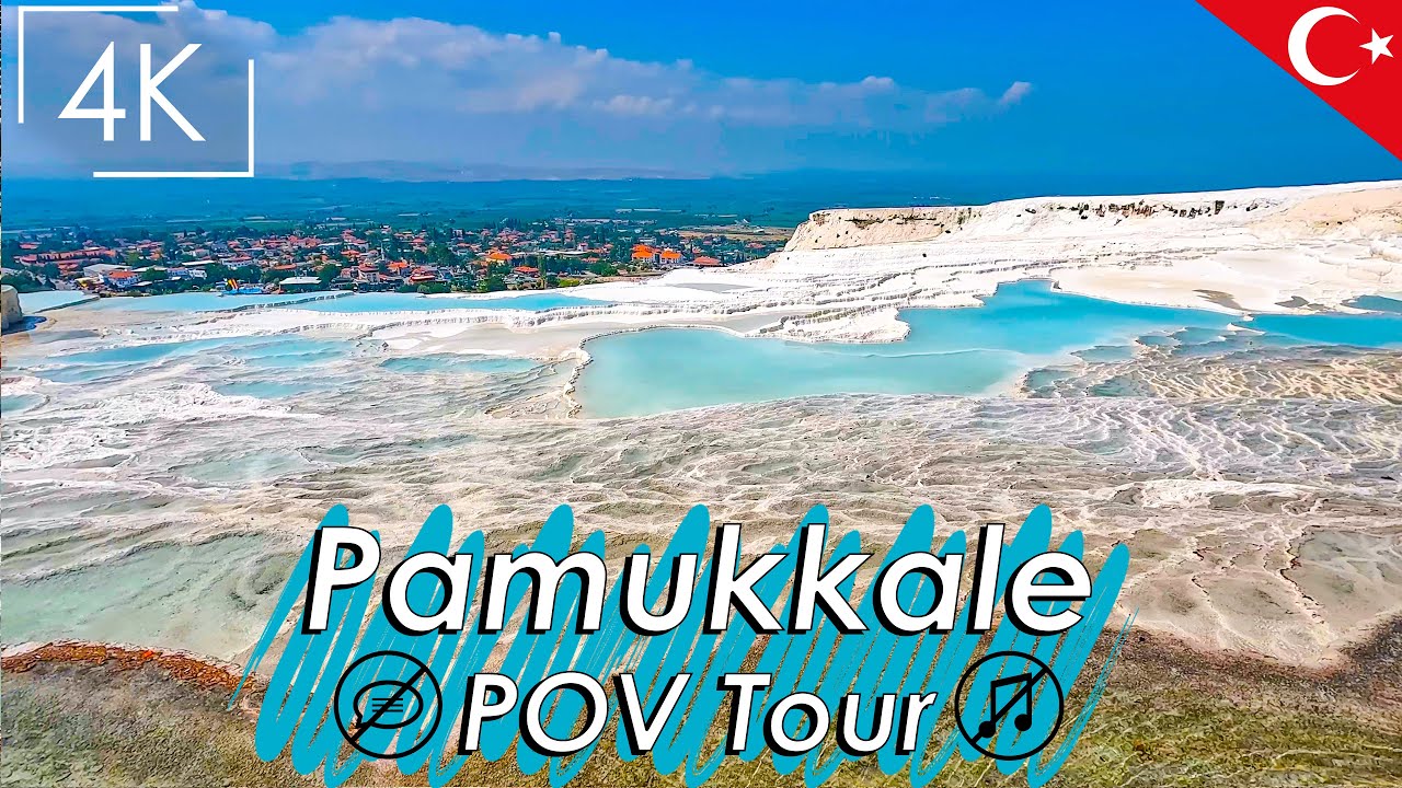 POV Tour of PAMUKKALE Thermal Springs & Ancient City of HIERAPOLIS - No Commentary / No Music - 4K
