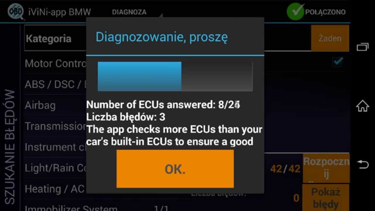 BMWhat Android - diagnoza / diagnostics BMW e91 318d 143KM n47