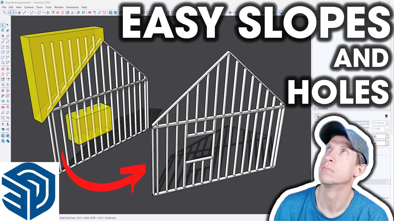 Добавление наклонных поверхностей и отверстий в SketchUp — ПРОСТОЙ СПОСОБ!