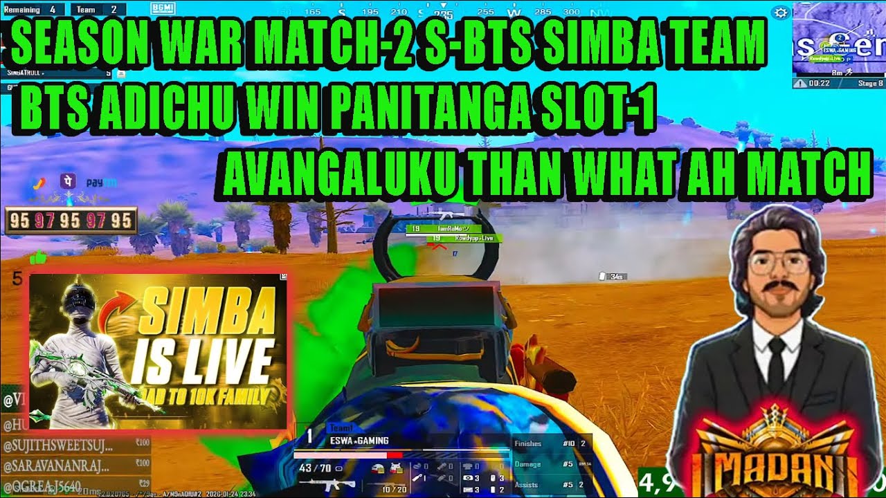 SEASON WAR MATCH-2 S-BTS SIMBA TEAM BTS ADICHU WIN PANITANGA SLOT-1 AVANGALUKU THAN WHAT AH MATCH