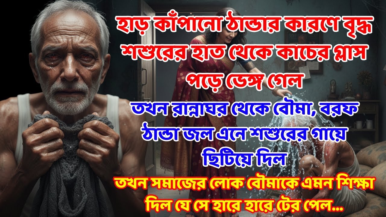 হাড় কাঁপানো ঠান্ডায় বৌমা যখন বৃদ্ধ শশুরের গায়ে বরফ ঠান্ডা জল ঢেলে দিল emotional Bangla story