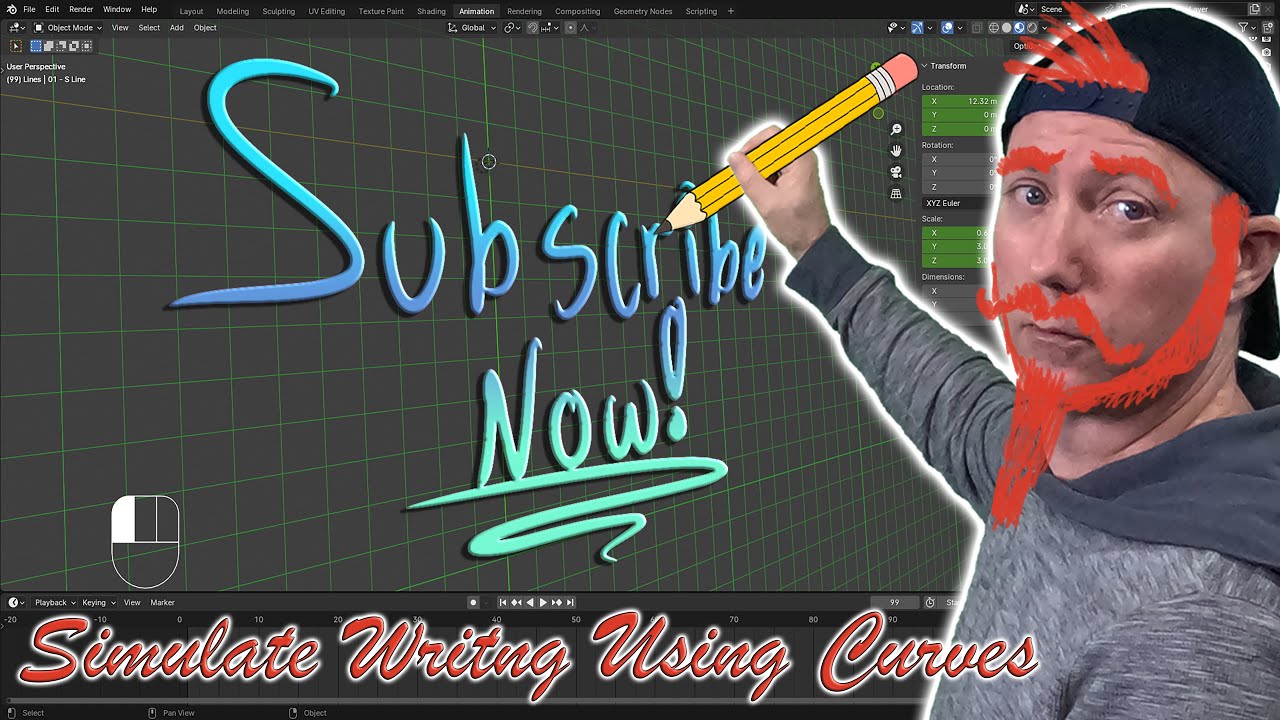 Blender - Simulate Writing, Painting, Fuses, Snakes, and More Using the Curve Modifier