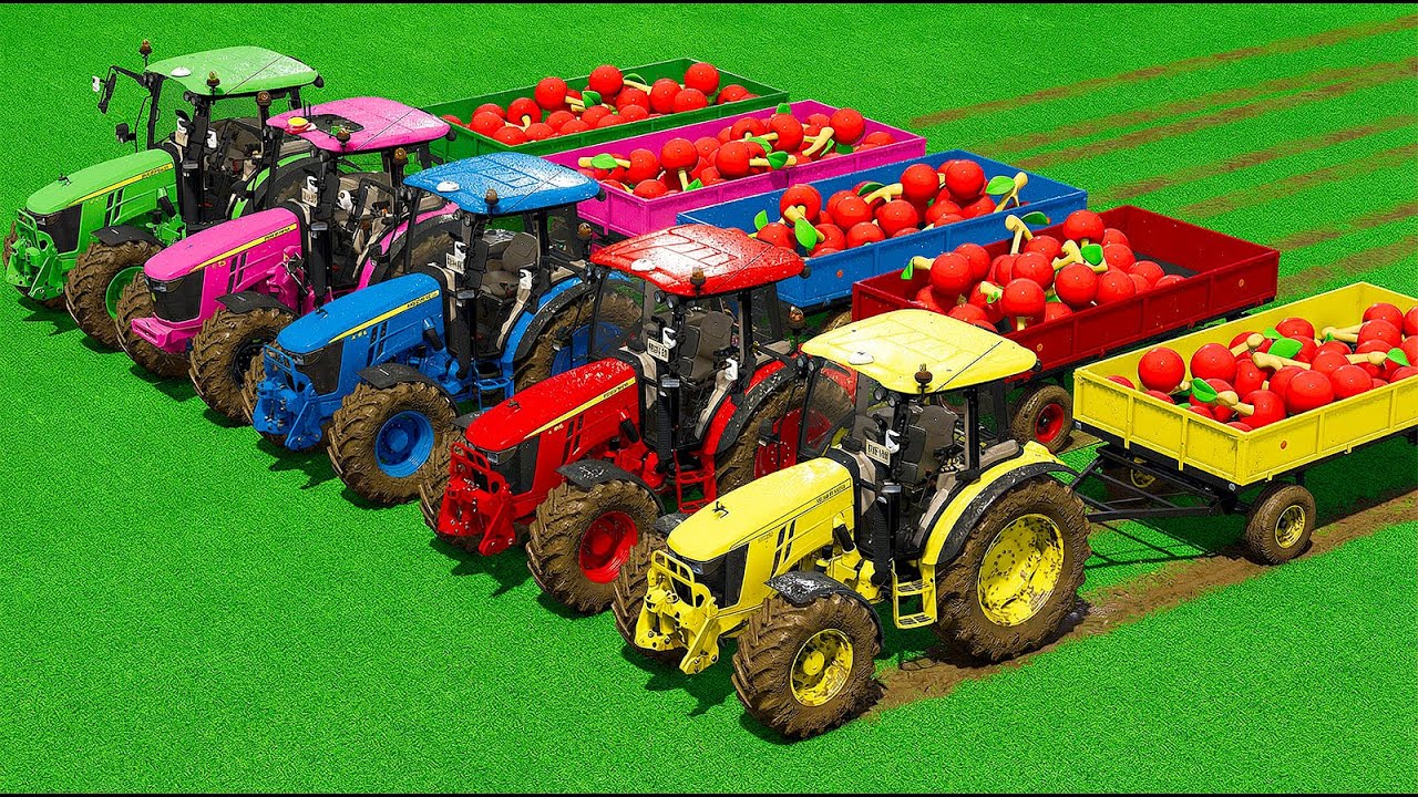 LOAD AND TRANSPORT CHERRIES WITH JOHN DEERE TRACTORS – Farming Simulator 25