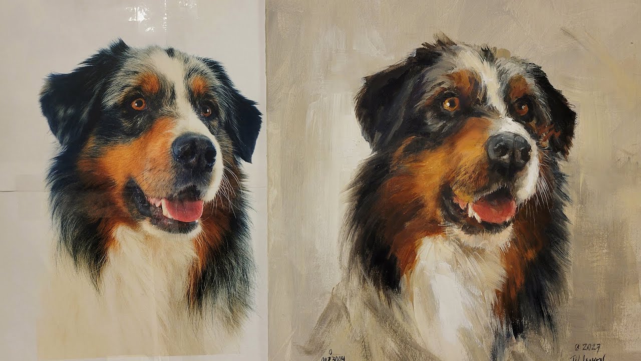 Painting the Australian Shepherd with Acrylic   Video 1