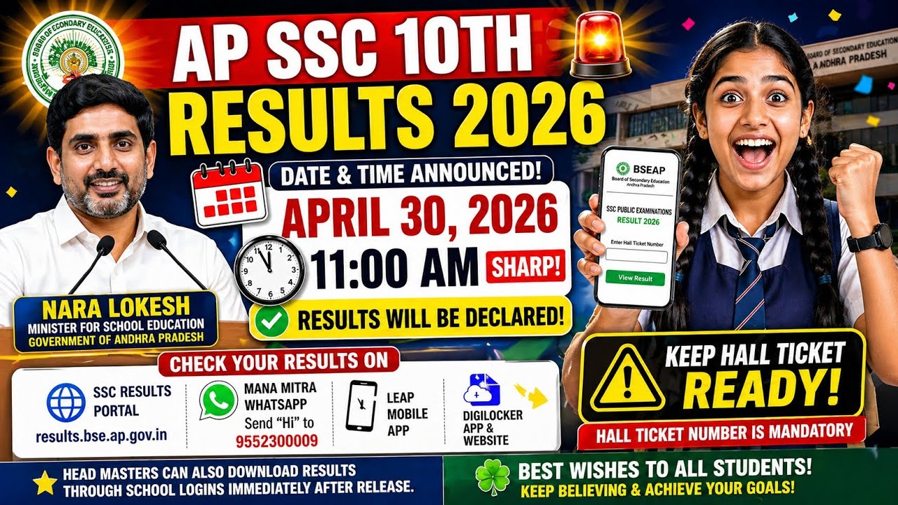 Дата объявления результатов экзаменов AP 10th 2026 😱 Результаты SSC 2026 AP Board 📅 30 апреля в 1...