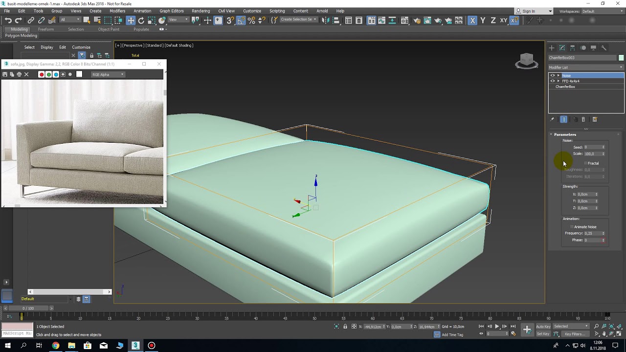 3ds Max 2018 - Ders 32 Basit Modellemeye Giriş Örnek 2 - Koltuk