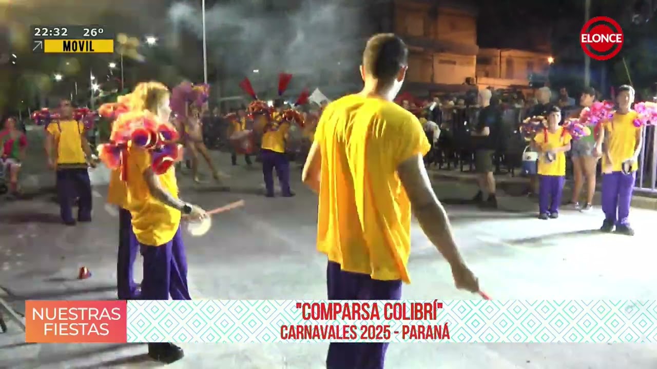 La batucada de la comparsa Colibrí realizó su show en los Carnavales de Paraná 2025