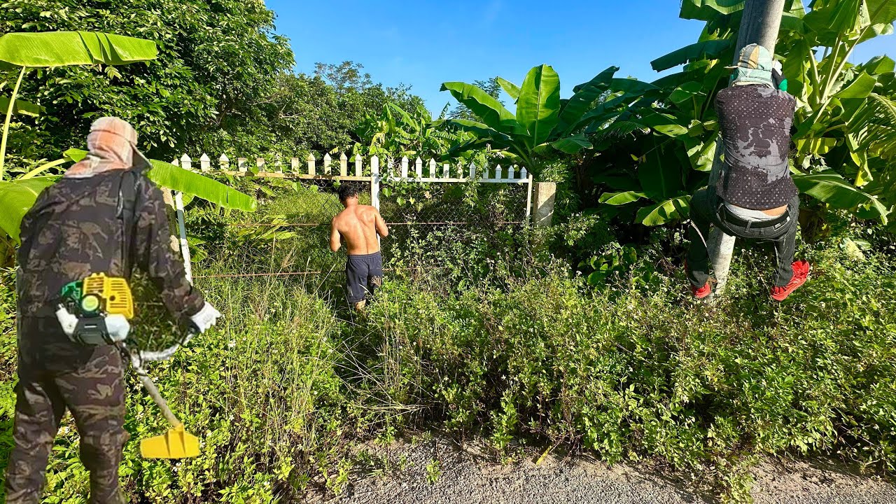 THEMAN could not cut the overgrown grass HOUSE by himself so we help cleanup TRANSFORM the gate yard