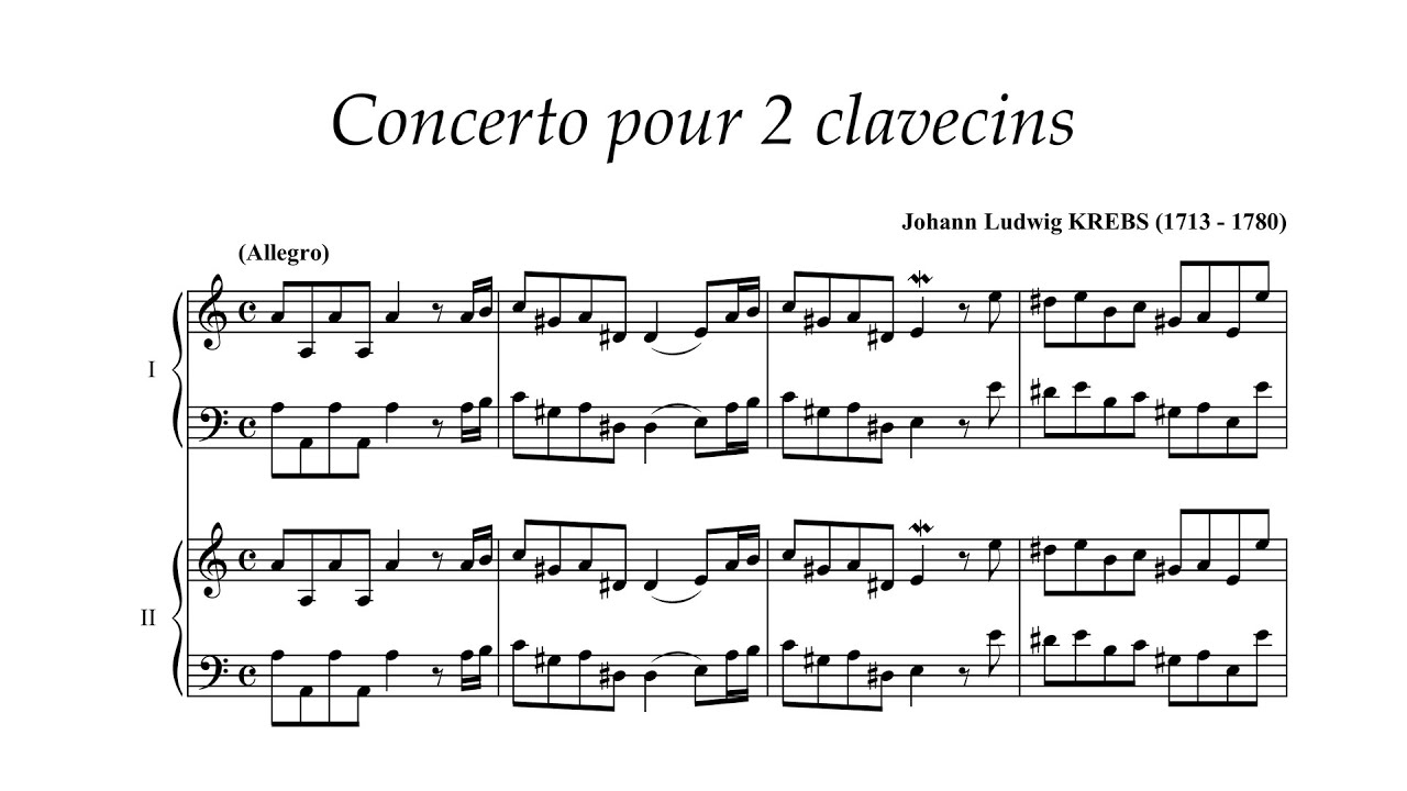 Krebs - Krebs-WV 840, Concerto for 2 harpsichords in A minor w/ score