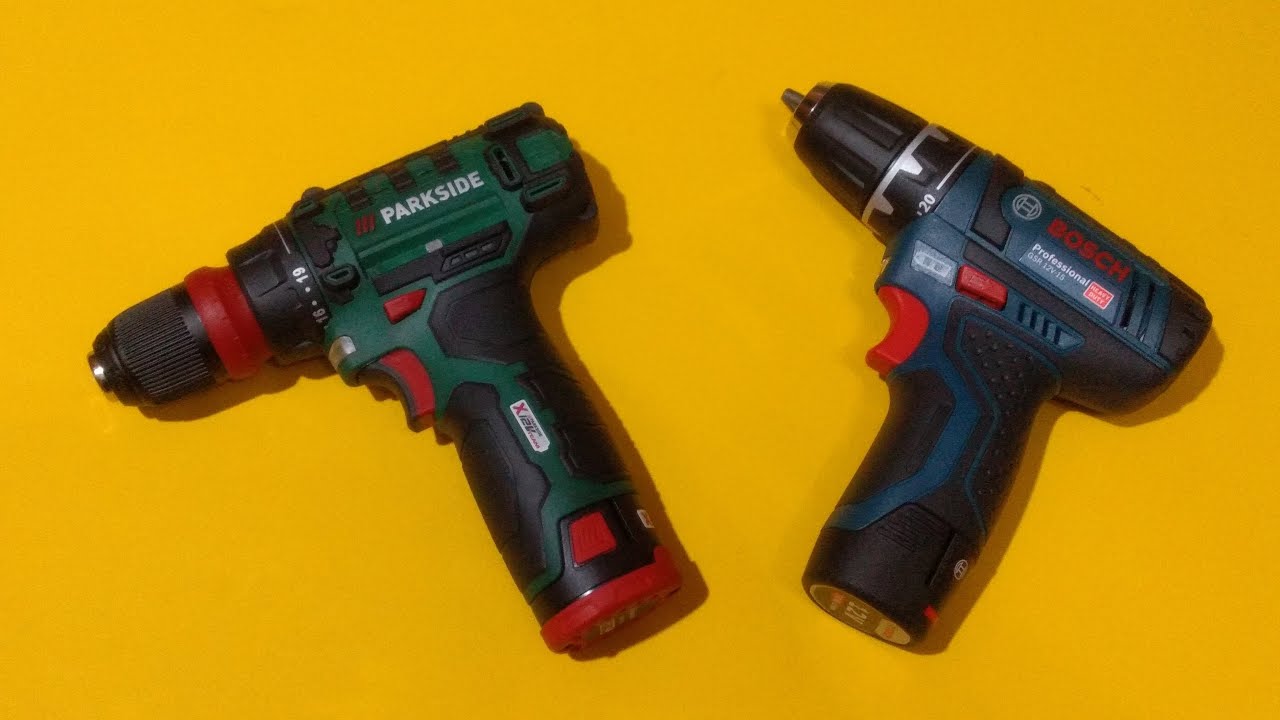 Parkside Cordless Drill 12V PBSA 12 D4 vs Bosch GSR 12V-15