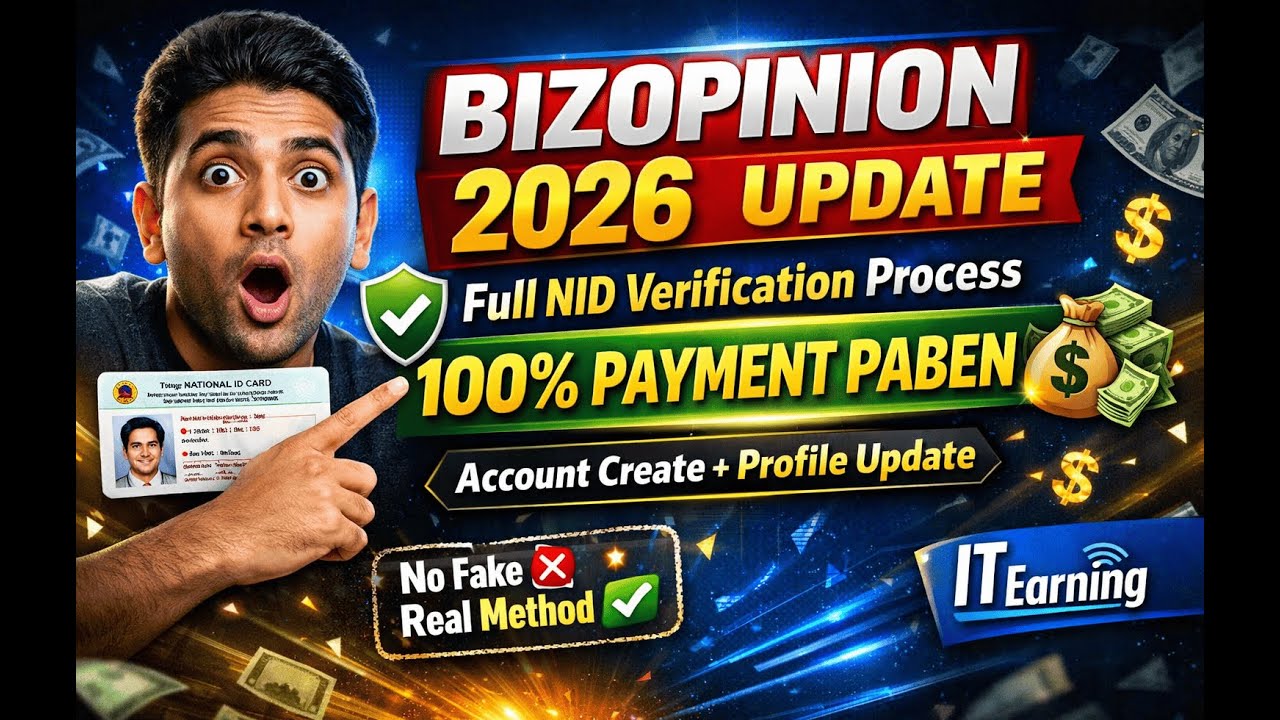 BizOpinion Account Create Bangla 2026 | NID Verify + Profile Update | IT Earning