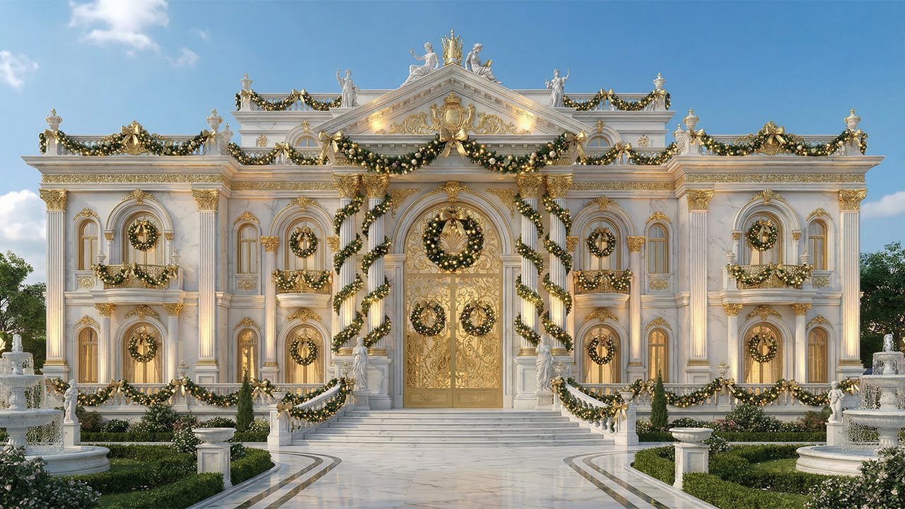 Crafting Royal Walls: Inside the Pure Majesty of Grand Mansion Christmas Decor