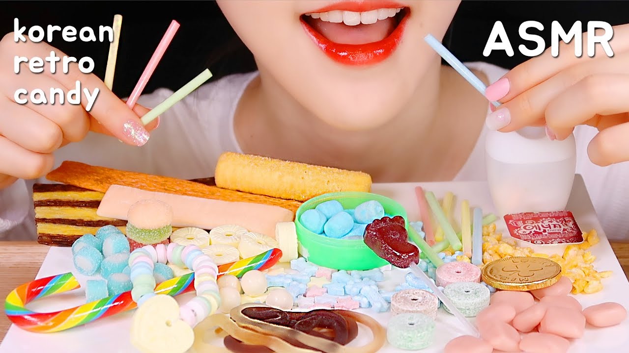 KOREAN RETRO CANDY ASMR CANDY EATING ASMR GUMMY ASMR JELLY ASMR 불량식품 먹방 ASMR 食べる音 キャンディー