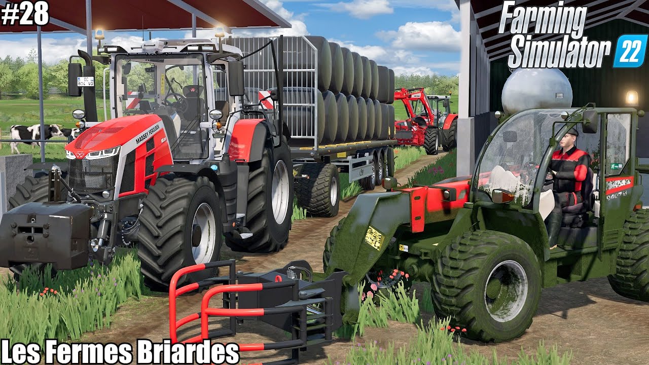 TRANSPORTING GRASS SILAGE BALES, FEEDING COWS & SELLING MILK│LES FERMES BRIARDES │FS 22│28