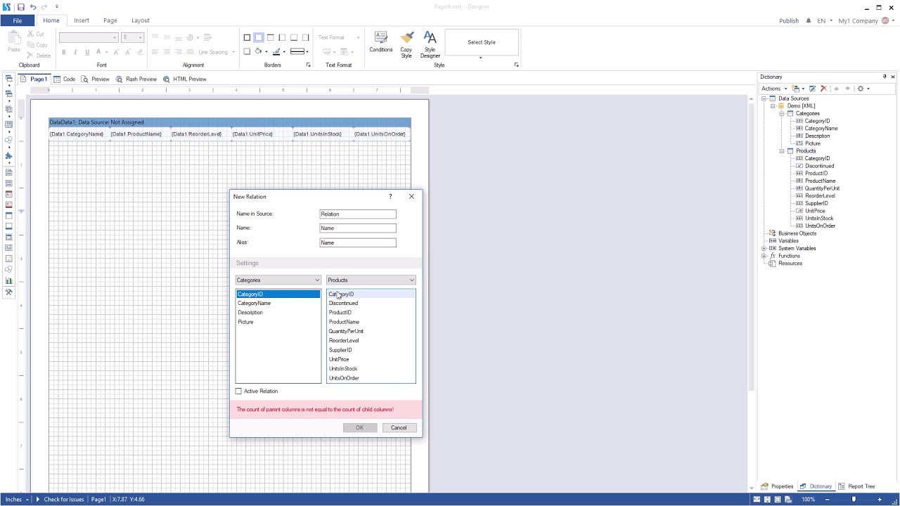 WinForms Reporting Tools: Joinning Data Tables in Data Transformation [Shot on v2018]