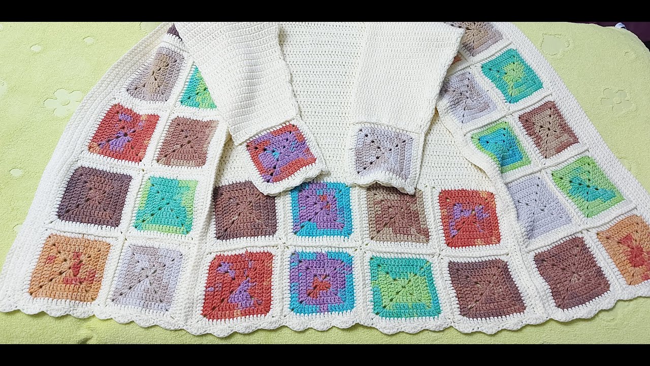 Jacheta crosetata cu patratul bunicii #handmade #crochet #jacketcrochet