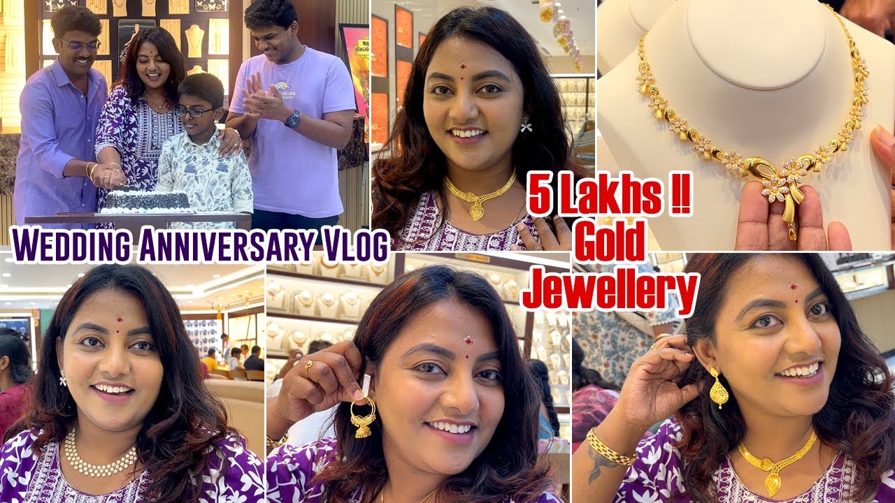 5 LAKHS-க்கு GOLD JEWELLERY வாங்கியாச்சு 🌟 Wedding Anniversary Vlog ❤️ Karthikha Channel Anniversary