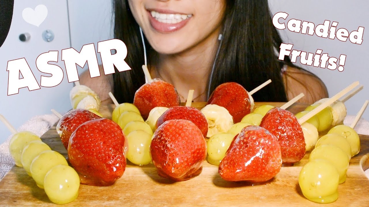 ASMR CANDIED FRUITS [Strawberries, Grapes, Bananas] - EXTREME CRUNCHY EATING SOUNDS