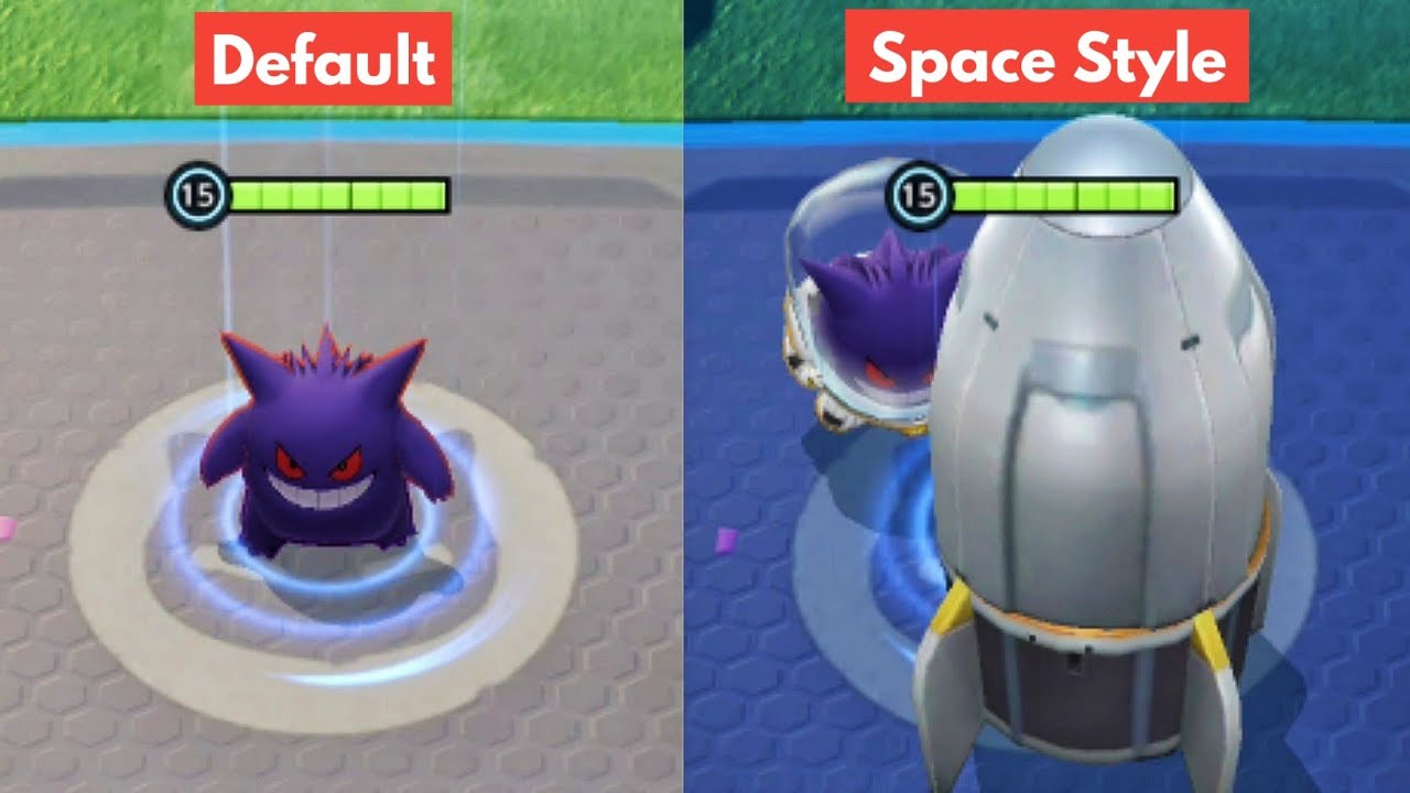 Gengar Default VS Space Style Holowear comparison - Pokémon Unite