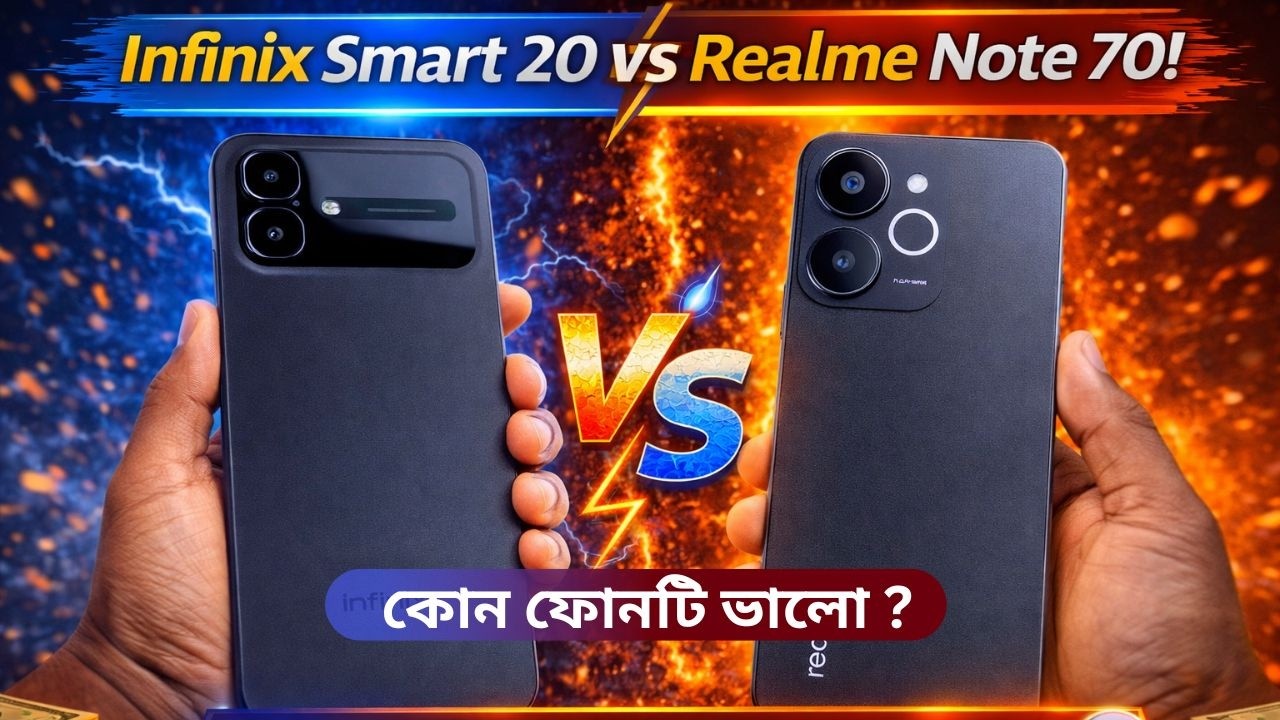 Infinix Smart 20 vs Realme Note 70 🔥 120Hz নাকি 6300mAh Battery? Best Budget Phone 2026!