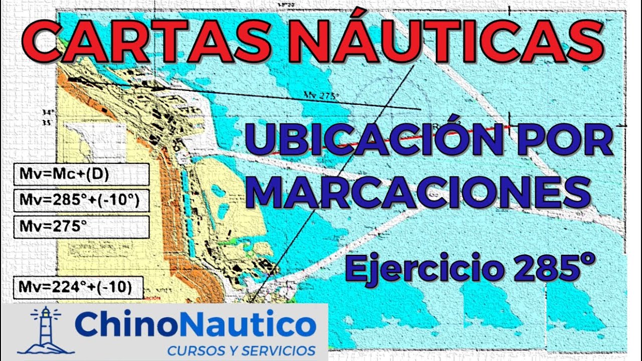Ubicación por marcaciones - Ejercicio 285º - Cartas Náuticas - Curso de Timonel y Curso de Patrón