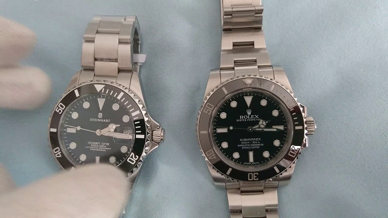 Rolex Submariner and Steinhart Ocean One 39 Black Ceramic side by side