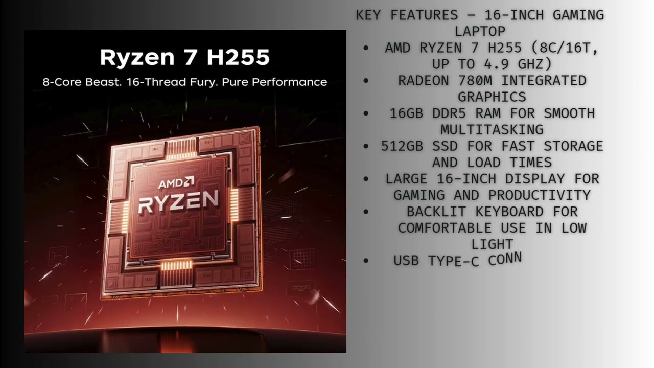 Ryzen 7 H255 Gaming Laptop Review | 16-Inch, Radeon 780M, DDR5 | Worth It?