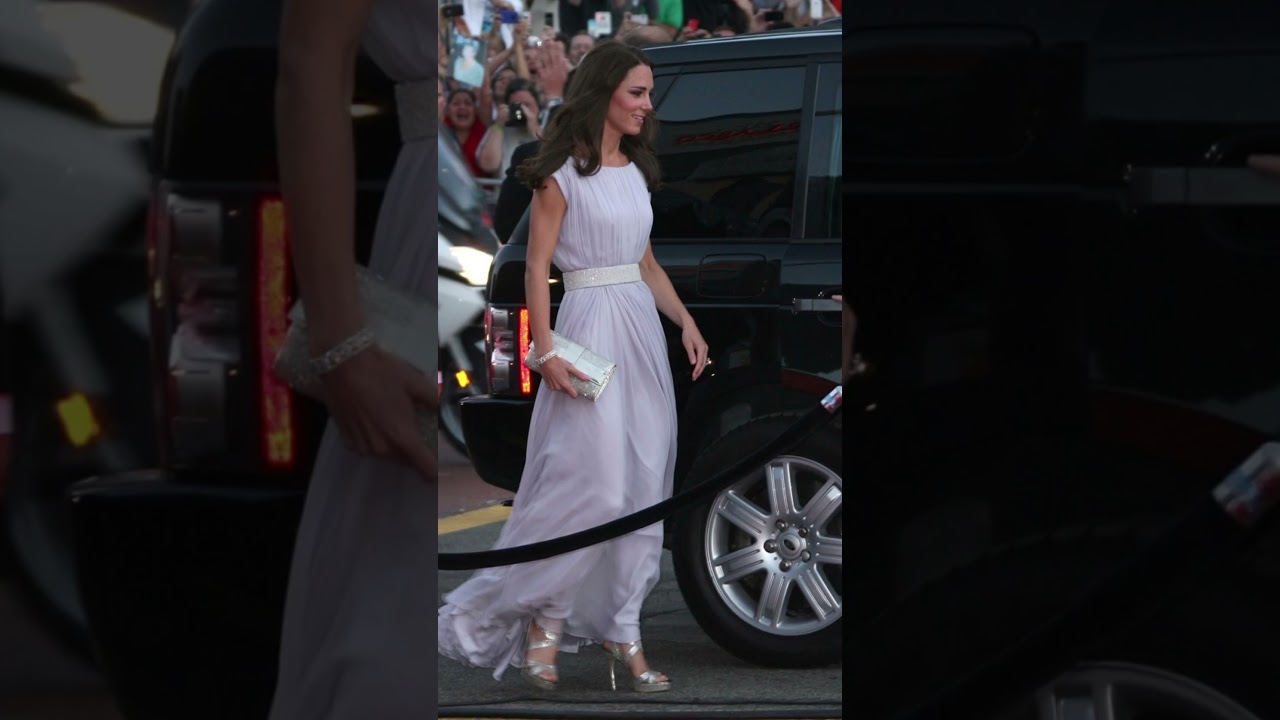 Gorgeous evening gown worn by the Princess of Wales #katemiddleton #princesskate #eveningdress #styl