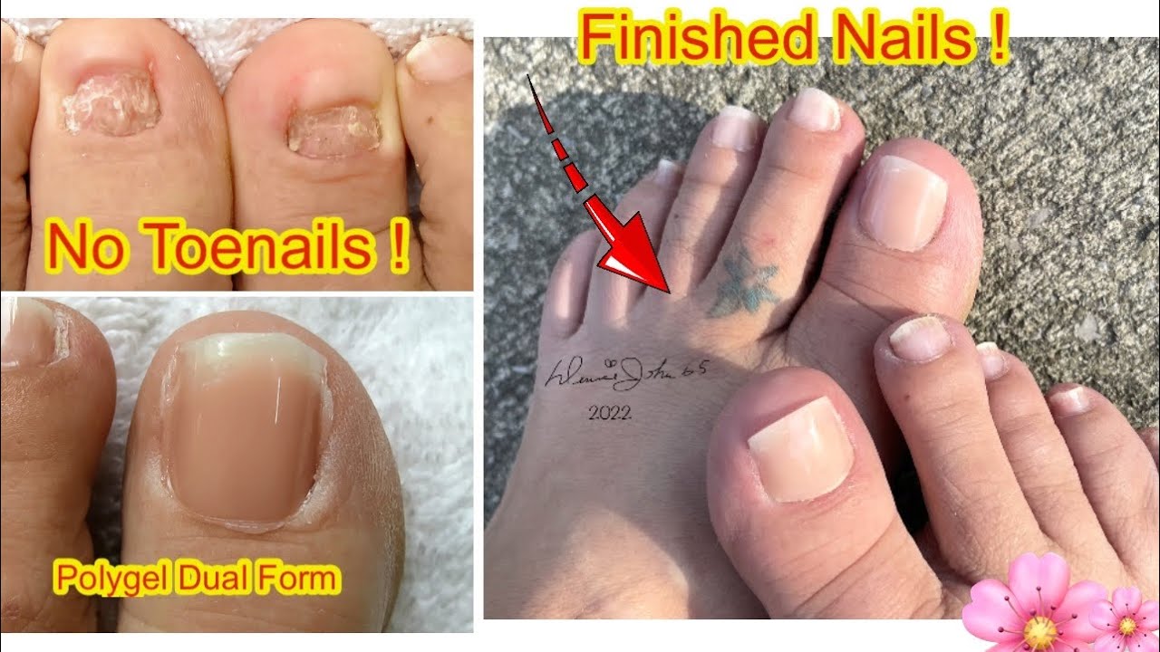 My Toenails Look REAL & NATURAL Using Homemade Natural Color Polygel & Dual Forms (NO Toenails)
