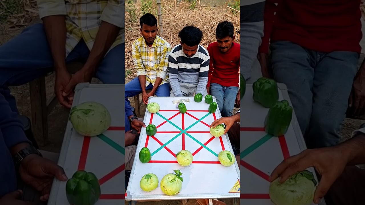 Green capsicum🫑 vs Turnip cabbage Village ches bord game chelenge 3 ||uniquegame ||uniqvdogm
