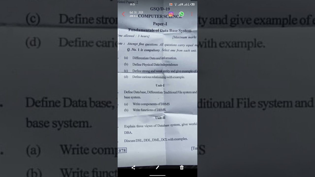 kuk 5th sem computer science (computer paper) fundamental of data base system)