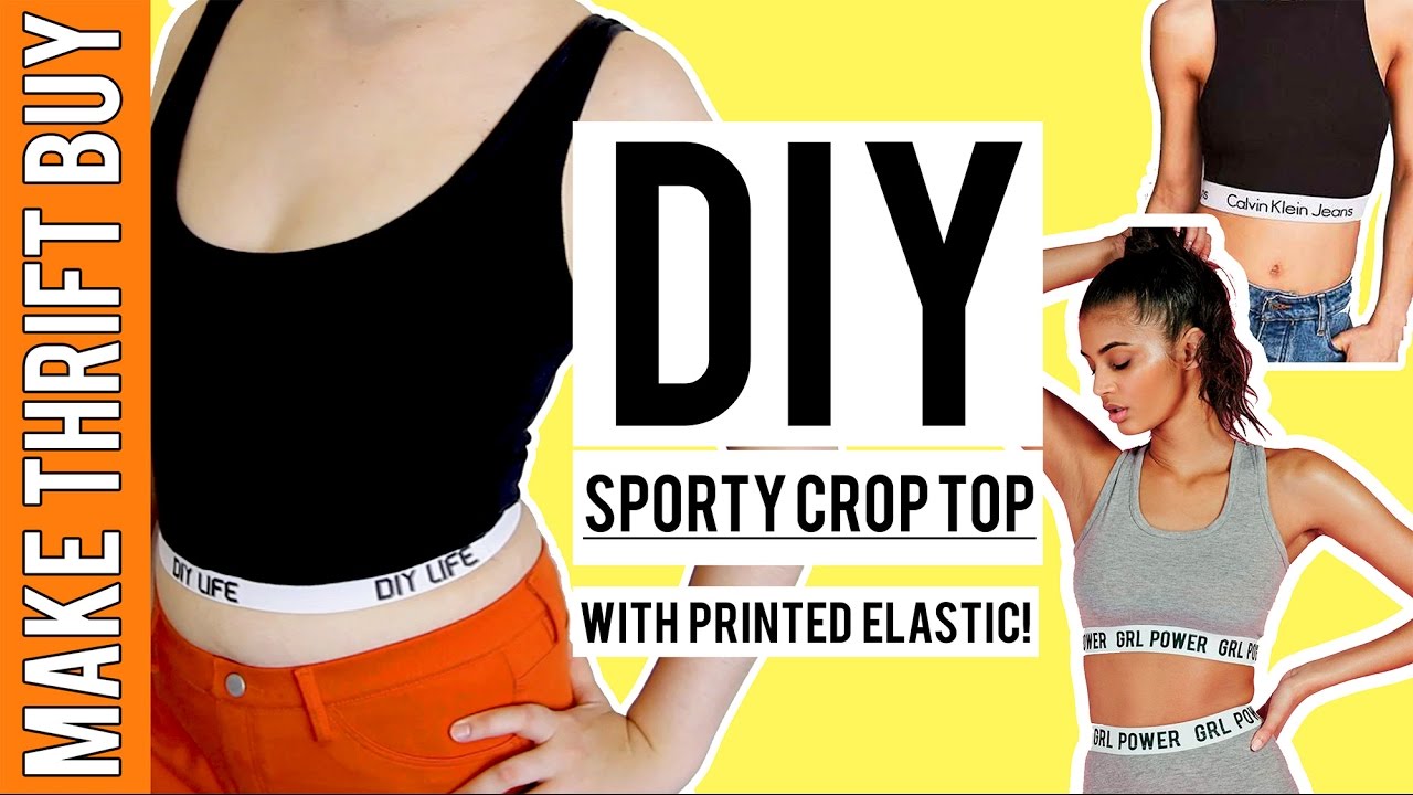 DIY Sporty Crop Top with Elastic Slogans! | Make Thrift Buy #53