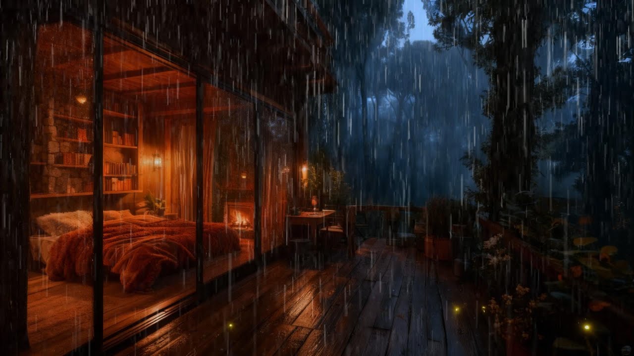 Forest Bedroom Rain at Night 🌧 | Ambience for Deep Sleep Fast Relaxing And Study