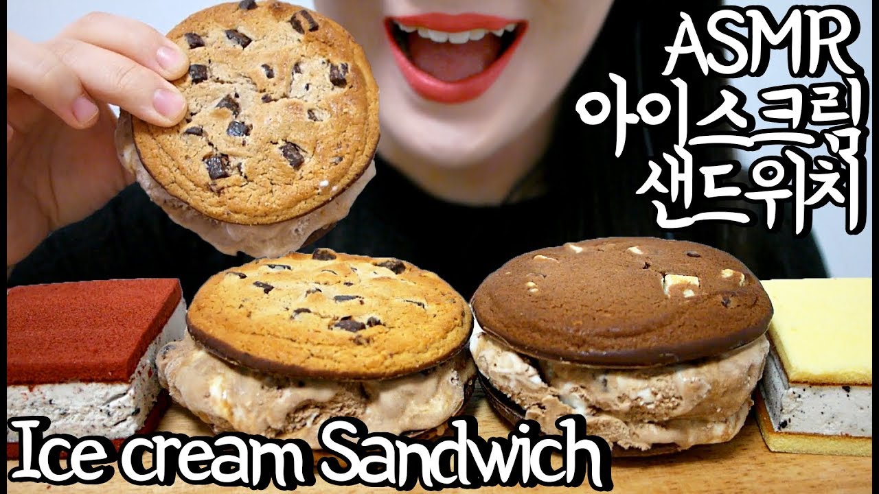 ASMR Chocolate Ice cream Sandwich 초콜릿 아이스크림 샌드위치 리얼사운드 먹방 (EATING SOUNDS) NO TALKING MUKBANG