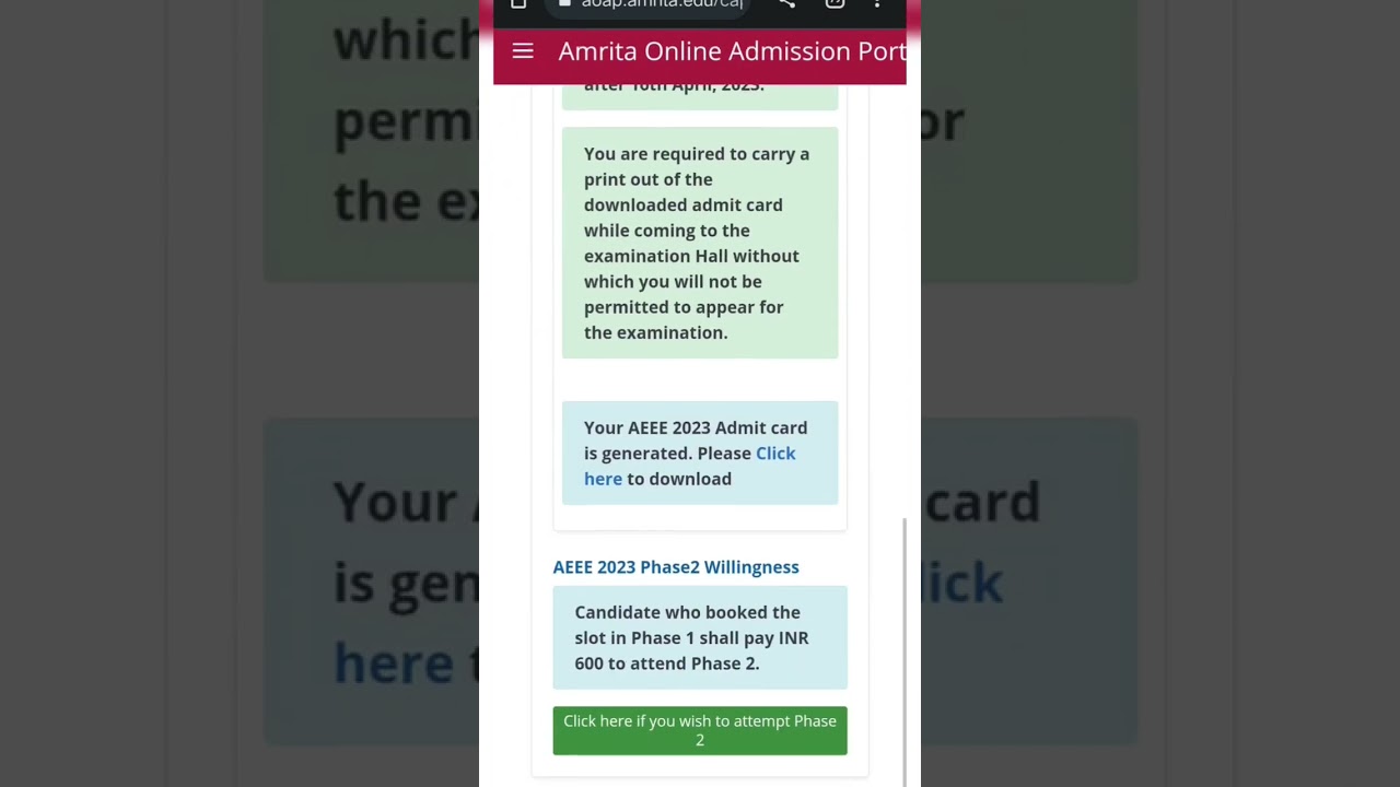 AEEE 2023 PHASE 2 payment link available