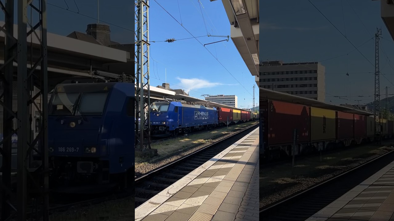 Rhenus Logistics 186 269-7 Containerzug Durchfahrt Koblenz Hbf 