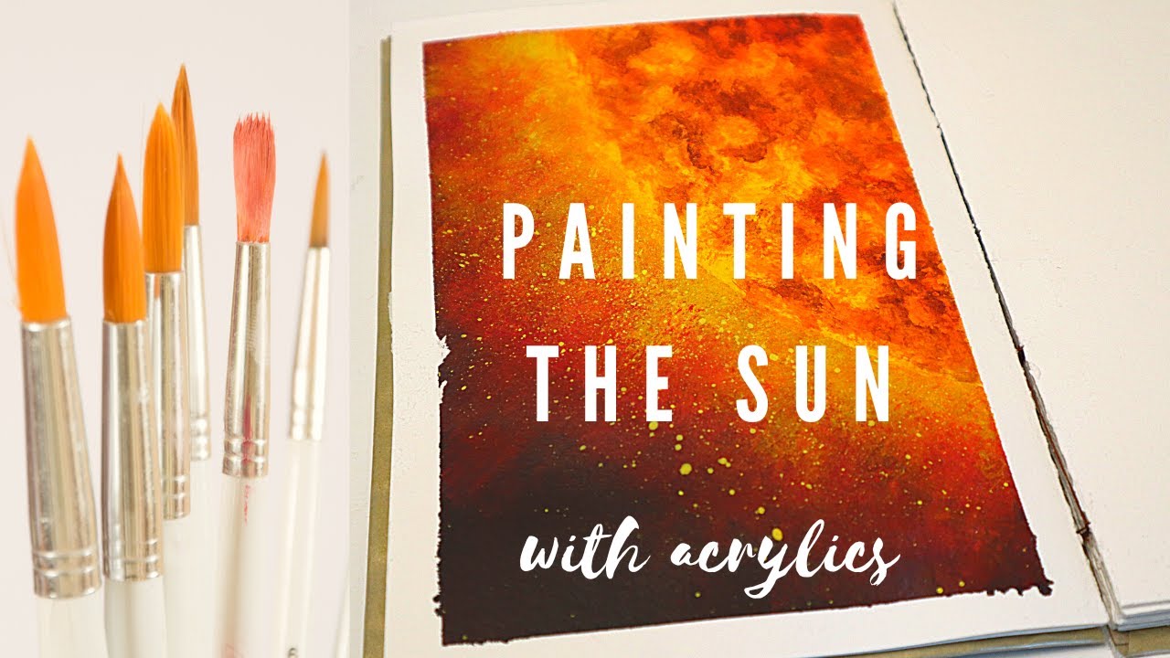 Painting the sun with acrylics | Acrylic space painting time lapse