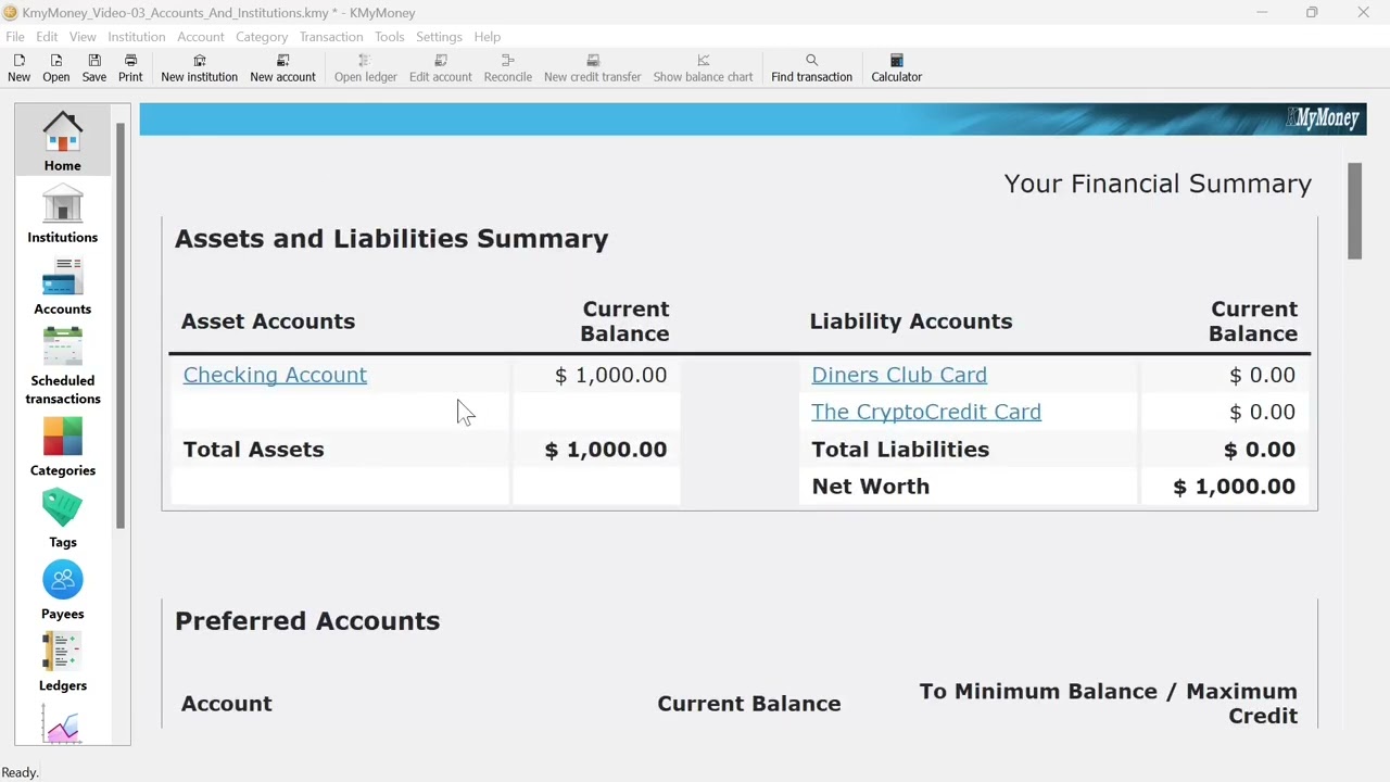 KMyMoney (03) - Accounts and Institutions