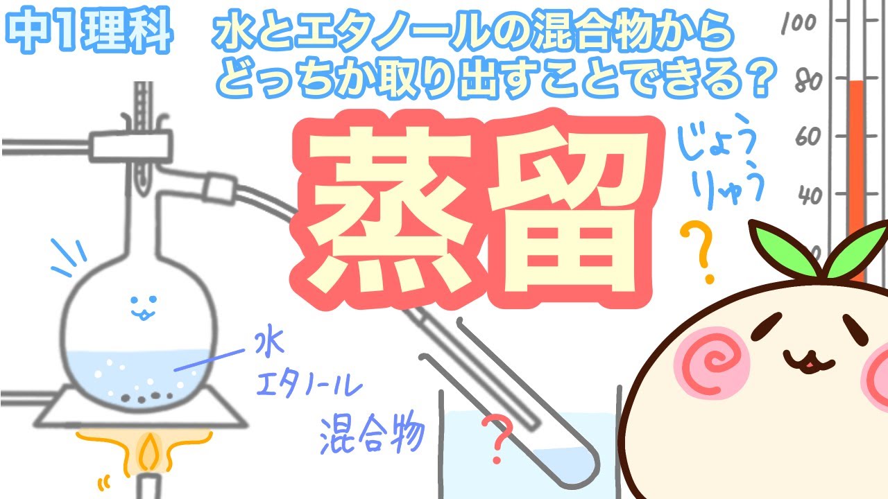 【中1理科c21】蒸留するよ！【水とエタノールの混合物からどっちか取り出す】