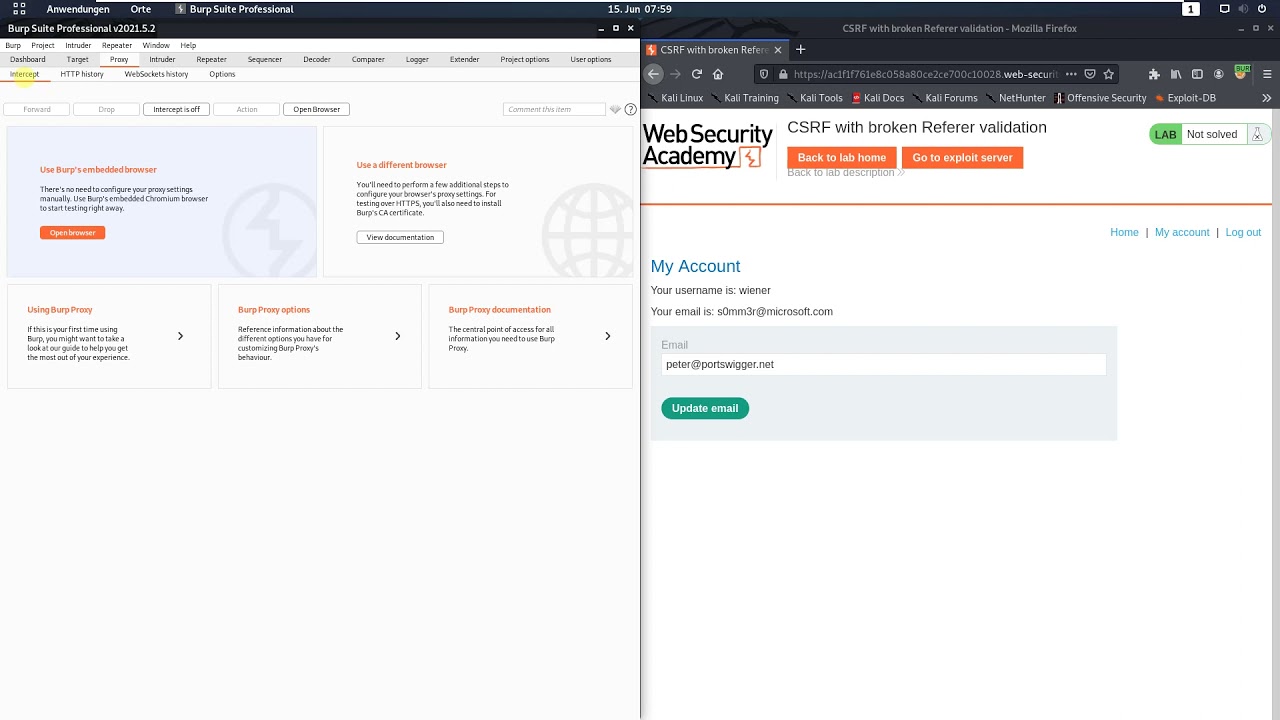 CSRF with broken Referer validation (Video solution, Audio)