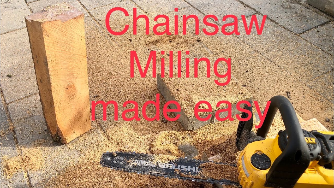 Dewalt Chainsaw hack: milling small logs, battery powered sawmill