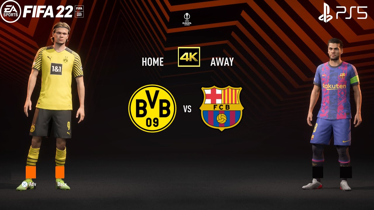 FIFA 22 PS5 | Borussia Dortmund Vs Barcelona | UEFA Europa League | 4K Gameplay