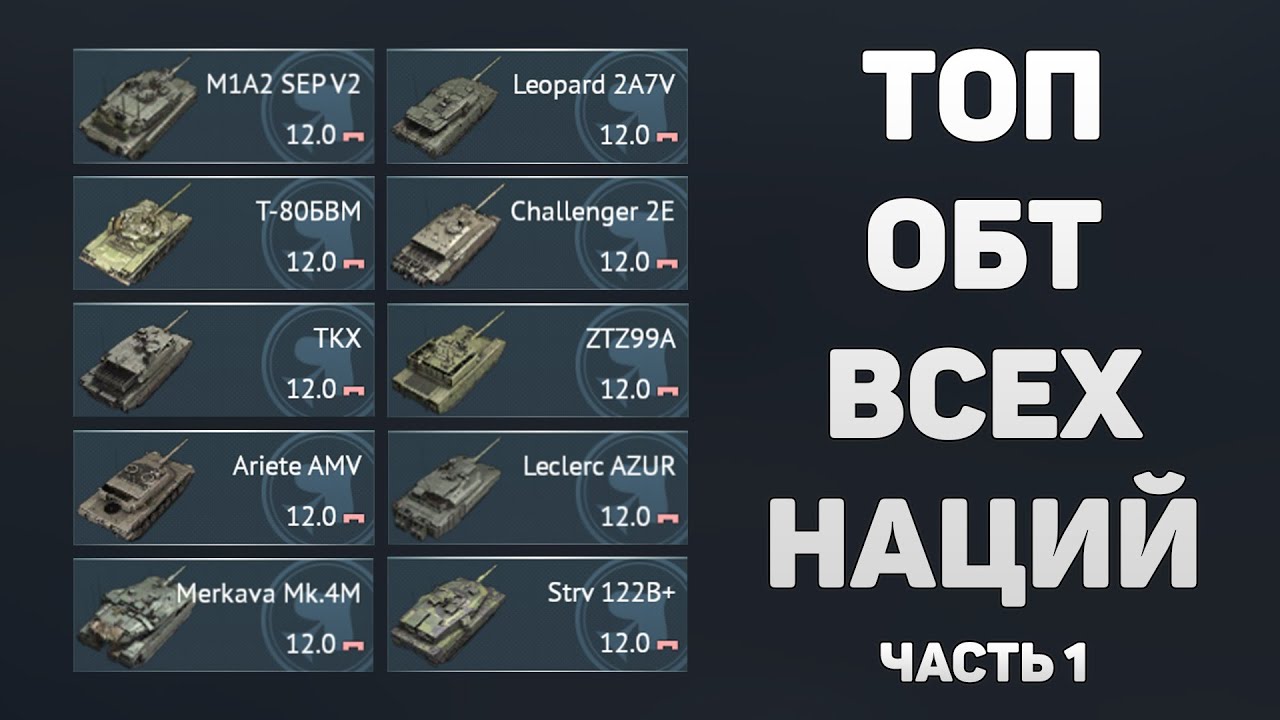 РЕЙТИНГ ТОПОВЫХ ОБТ ВСЕХ НАЦИЙ в War Thunder в 2025 ГОДУ, ЧАСТЬ 1