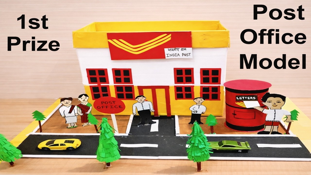 post office building and Post Box model | DIY | science project | best out of waste | howtofunda
